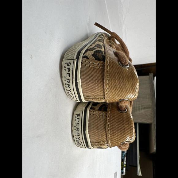 Cheetah Sperry GIRL Toddler Shoresider Jr. Leather Slip-On Boat Shoes Size 1m - Picture 3 of 5